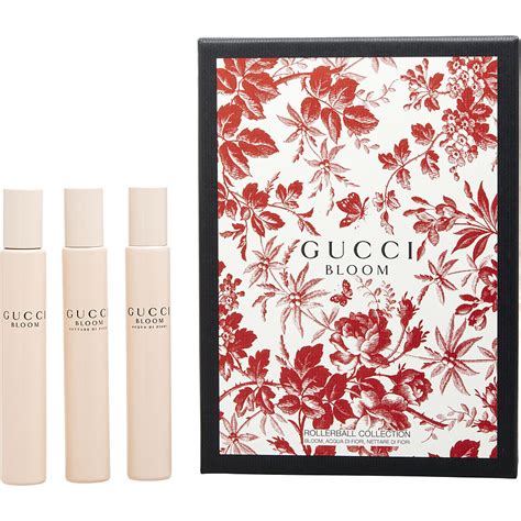 gucci bloom for her rollerball trio|Gucci Bloom 3 piece set.